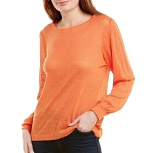 Donna Karan linen long sleeve crew neck lightweight top  XS like new condition